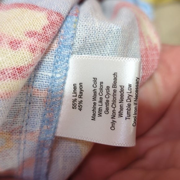 Caligraphie Linen Floral Side Slit Wide Leg Pants Pull On Pockets M NWT - Picture 9 of 11